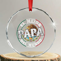 Mexican Dad Crystal Glass Ornament El Mejor Papá del Mundo Mexico Flag Eagle - Wonder Print Shop