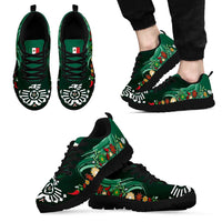 Mexico Football Sneakers Aztec Eagle With Mini Floral Patterns