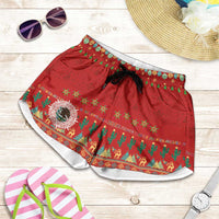 Mexico Merry Christmas Shorts for Women Mexican Cultural Emblem Xmas Style - Wonder Print Shop