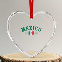 Mexico Mexican Flag Vintage Pride Heart Crystal Glass Ornament