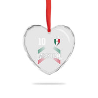 Mexico Soccer Sports Graphic Number 10 Jersey Style Heart Crystal Glass Ornament Proud Mexican Football Fans Game Day Pride