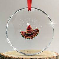 Mexico Xmas Crystal Glass Ornament Feliz Navidad Santa Hat Sombrero TS09