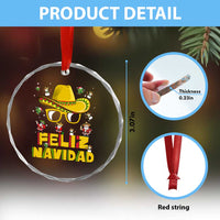 Mexico Xmas Crystal Glass Ornament Feliz Navidad Sombrero TS10
