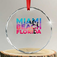 Miami Beach Florida Proud Crystal Glass Ornament Floridian Retro Palms Trees