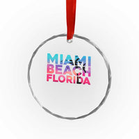 Miami Beach Florida Proud Crystal Glass Ornament Floridian Retro Palms Trees