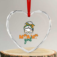 Miami Girl Messy Bun Bandana Heart Crystal Glass Ornament South Florida Pride Palm Trees