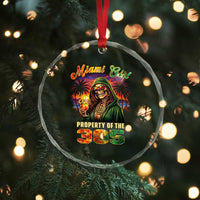 Miami Girl Skeleton Property of the 305 Crystal Glass Ornament Tropical City Florida Pride Street Style