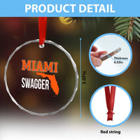 Miami Swagger Pride Crystal Glass Ornament Florida State Map Local Love
