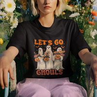 Ghost Halloween Costume T Shirt Let's Go Ghouls Retro Boo Sheet - Wonder Print Shop