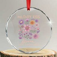 Military Kids Bloom Where They are Planted Crystal Glass Ornament Purple Up Month of the Military Child Floral Empowerment