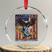 Military Navy 250th Anniversary Crystal Glass Ornament Forged of Salt and Steel Patriotic Eagle Anchor American Flag - Wonder Print Shop