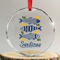 Minimal Sardines Fishermen Aesthetic Retro Crystal Glass Ornament