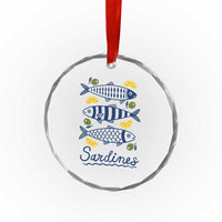 Minimal Sardines Fishermen Aesthetic Retro Crystal Glass Ornament