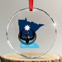 Minnesota Loon Rising Crystal Glass Ornament Star Emblem MN State Flag Pride