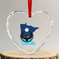Minnesota Loon Rising Heart Crystal Glass Ornament Star Emblem MN State Flag Pride