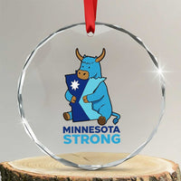 Minnesota Strong Crystal Glass Ornament Blue Ox Midwest Folklore Heritage