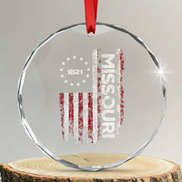 Missouri Missourian MO American Flag Established 1821 Crystal Glass Ornament