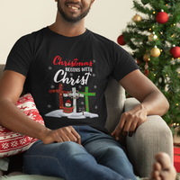 Christmas Begins With Christ Snowman Christian Cross T Shirt - Wonder Print Shop