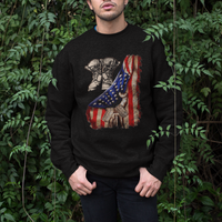 US Pride Sweatshirt American Flag With Combat Boots And Dog Tags - Wonder Print Shop