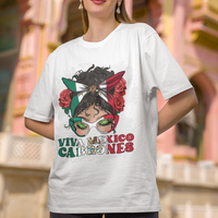 Mexican Independence Day T Shirt Viva Mexico Cabrone Messy Bun Latino Hispanic Mexican Flag - Wonder Print Shop