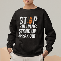 Anti Bullying Sweatshirt Stop Bullying Orange Stand Up Speak Out - Wonder Print Shop