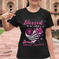 Breast Cancer Awareness T Shirt Blessed To Be Called Breast Cancer Survivor Pink Butterfly - Wonder Print Shop