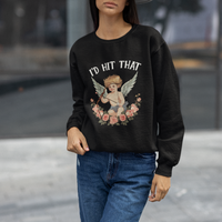 Valentine's Day Sweatshirt I'd Hit That Cupid Vintage Art Rose - Wonder Print Shop