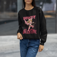 Howdy Valentine's Day Sweatshirt Cupid Retro Western Cowgirl Cowboy - Wonder Print Shop