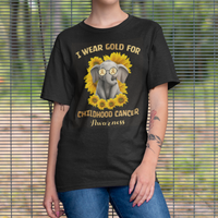 Childhood Cancer Awareness T Shirt Flowers Elephant I Wear Gold For - Wonder Print Shop