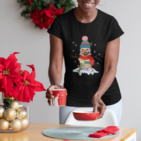 Christmas T Shirt Snowman Library Book Stack Winter Librarian - Wonder Print Shop