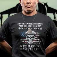Navy Veteran T Shirt Submariner Skull American Flag - Wonder Print Shop