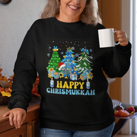 Christmas Hanukkah Sweatshirt Merry Christmukkah Jewish Christmas Trees Chanukah Hanukkah - Wonder Print Shop