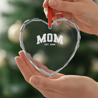 Mom Est 2026 Heart Crystal Glass Ornament Promoted To Mommy Mother's Day