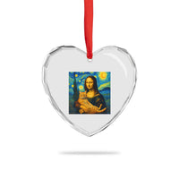 Mona Lisa Cat Starry Night Heart Crystal Glass Ornament - Wonder Print Shop