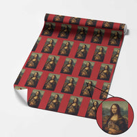 Mona Lisa Holding Groundhog Parody Painting Wrapping Paper Roll Funny Groundhog Day