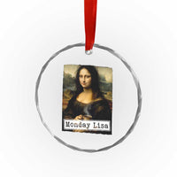 Monday Lisa Coffee Lover Crystal Glass Ornament Funny Mona Lisa Art Parody Graphic Tired Work