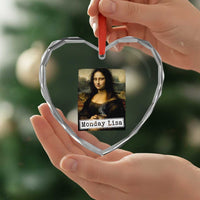 Monday Lisa Coffee Lover Heart Crystal Glass Ornament Funny Mona Lisa Art Parody Graphic Tired Work