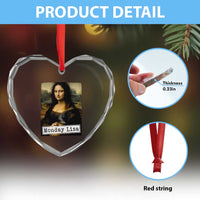 Monday Lisa Coffee Lover Heart Crystal Glass Ornament Funny Mona Lisa Art Parody Graphic Tired Work