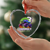 Monster Truck Birthday Heart Crystal Glass Ornament 3 Years Old Boys Happy 3rd Bday Party - Wonder Print Shop