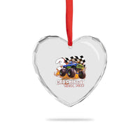 Monster Truck Birthday Heart Crystal Glass Ornament Happy 3rd Bday Party 3 Years Old Boy - Wonder Print Shop