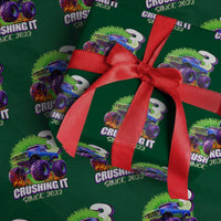 Monster Truck Birthday Wrapping Paper Roll 3 Years Old Boys Happy 3rd Bday Party - Wonder Print Shop