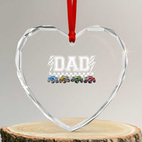 Monster Truck Dad Heart Crystal Glass Ornament Funny Truck Daddy Checkered Father's Day