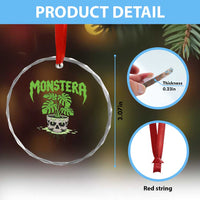 Monstera Lover Houseplant Gift Crystal Glass Ornament Skull Plant Pot Graphic TS12
