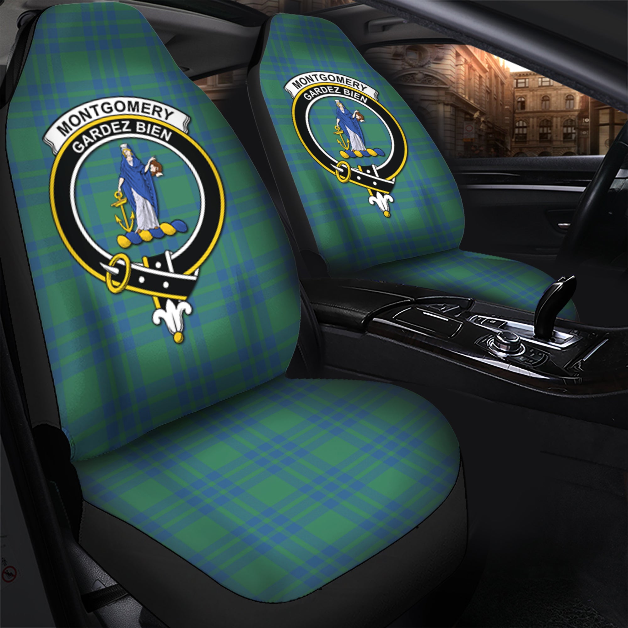 Montgomery Ancient Clan Tartan Car Seat Cover, Family Crest Tartan Seat Cover TS23
