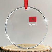 Moroccan Heritage Vintage Marocco Flag with Arabic Characters Crystal Glass Ornament