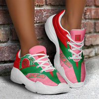 Morocco 2026 World Football Chunky Sneakers Atlas Lions Pink And Flag Color