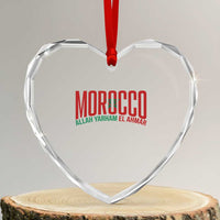Morocco Flag Pride Allah Yarham El Ahmar Heart Crystal Glass Ornament Moroccan Soccer Football Fans Gift