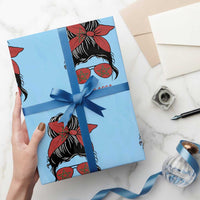 Morocco Girl Messy Bun with Flag Sunglasses Wrapping Paper Roll Proud Moroccan Woman Heritage