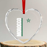 Morocco Green Star Flag Patriotic Moroccan Pride Heart Crystal Glass Ornament