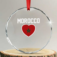 Morocco Heart Flag Crystal Glass Ornament Patriotic Love Gift for Proud Moroccan